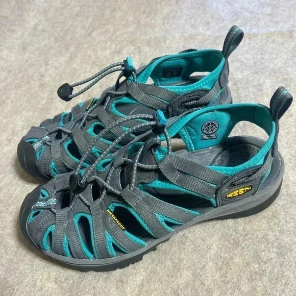 Keen Whisper Sandal Teal Black Waterproof Elastic Strap Women’s Size 6 - Picture 12 of 13